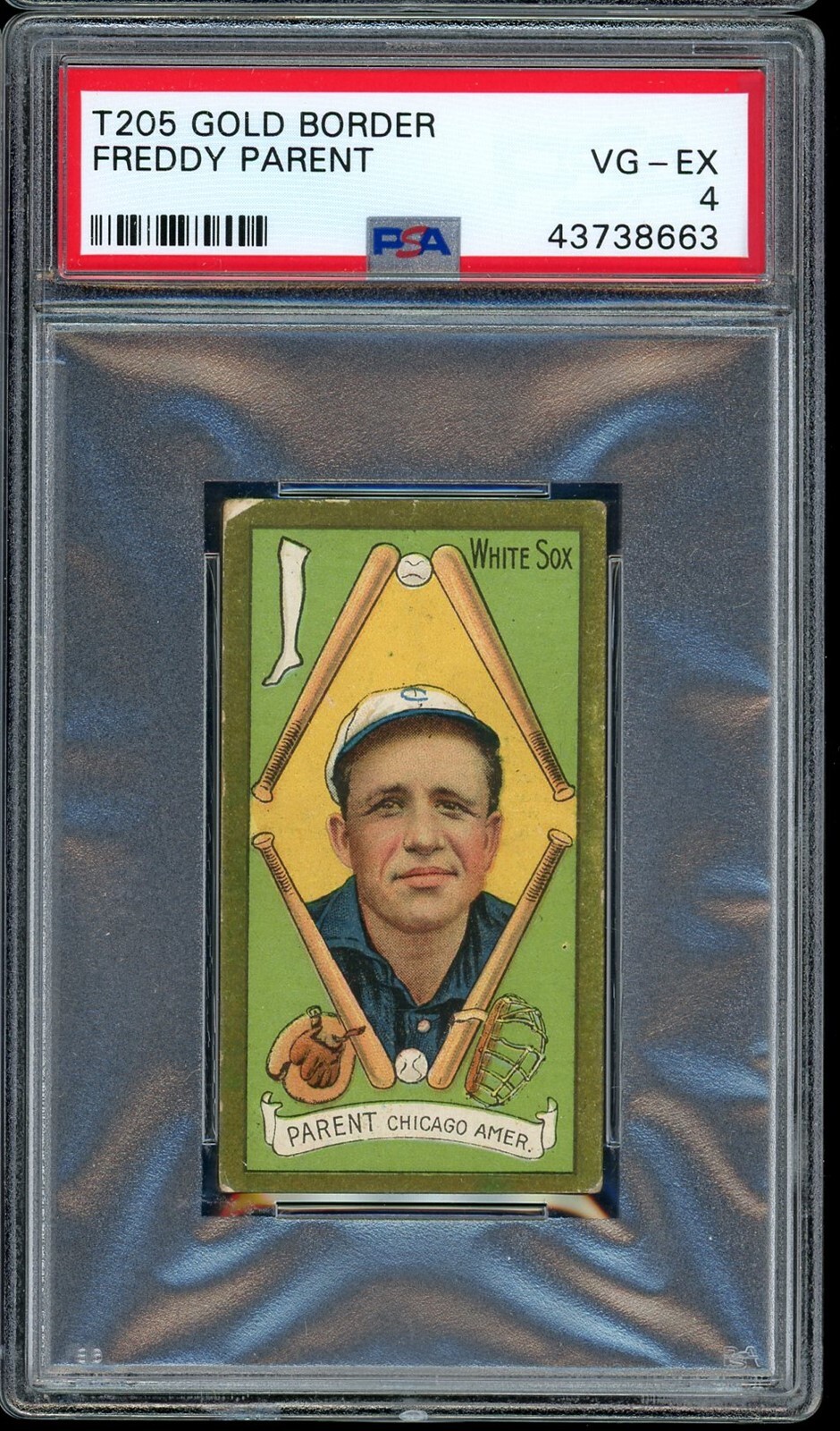 1911 T205 Gold Border Baseball Freddy Parent PSA 4