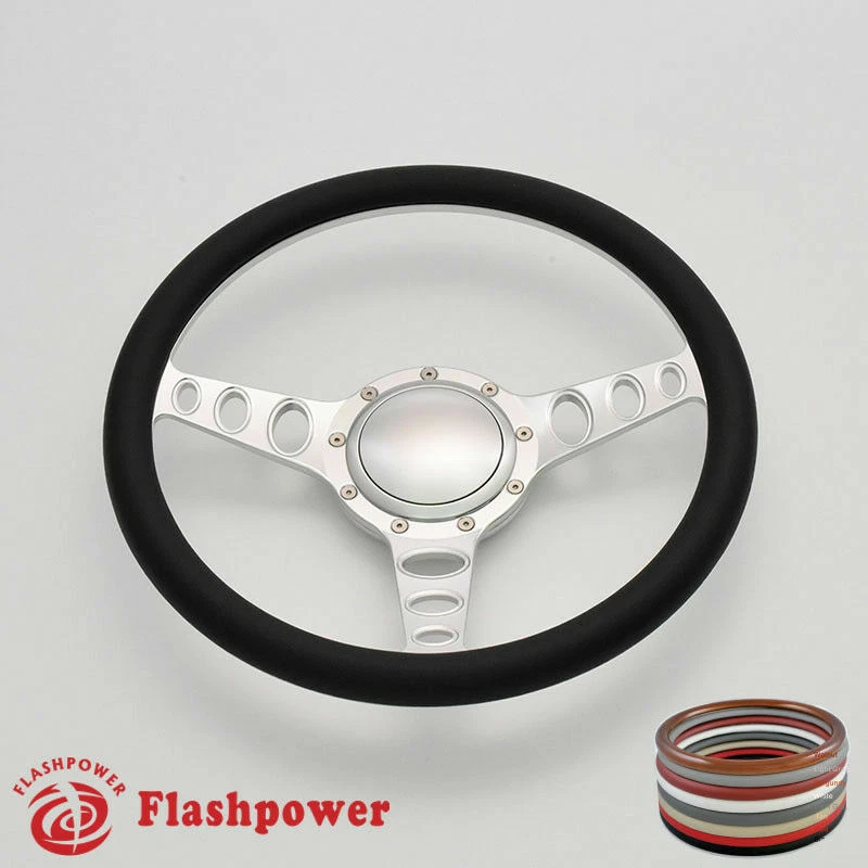 14" Billet Steering Wheel White Half Wrap Chevrolet Monte Carlo Camaro w/ Horn - Image 4 of 4