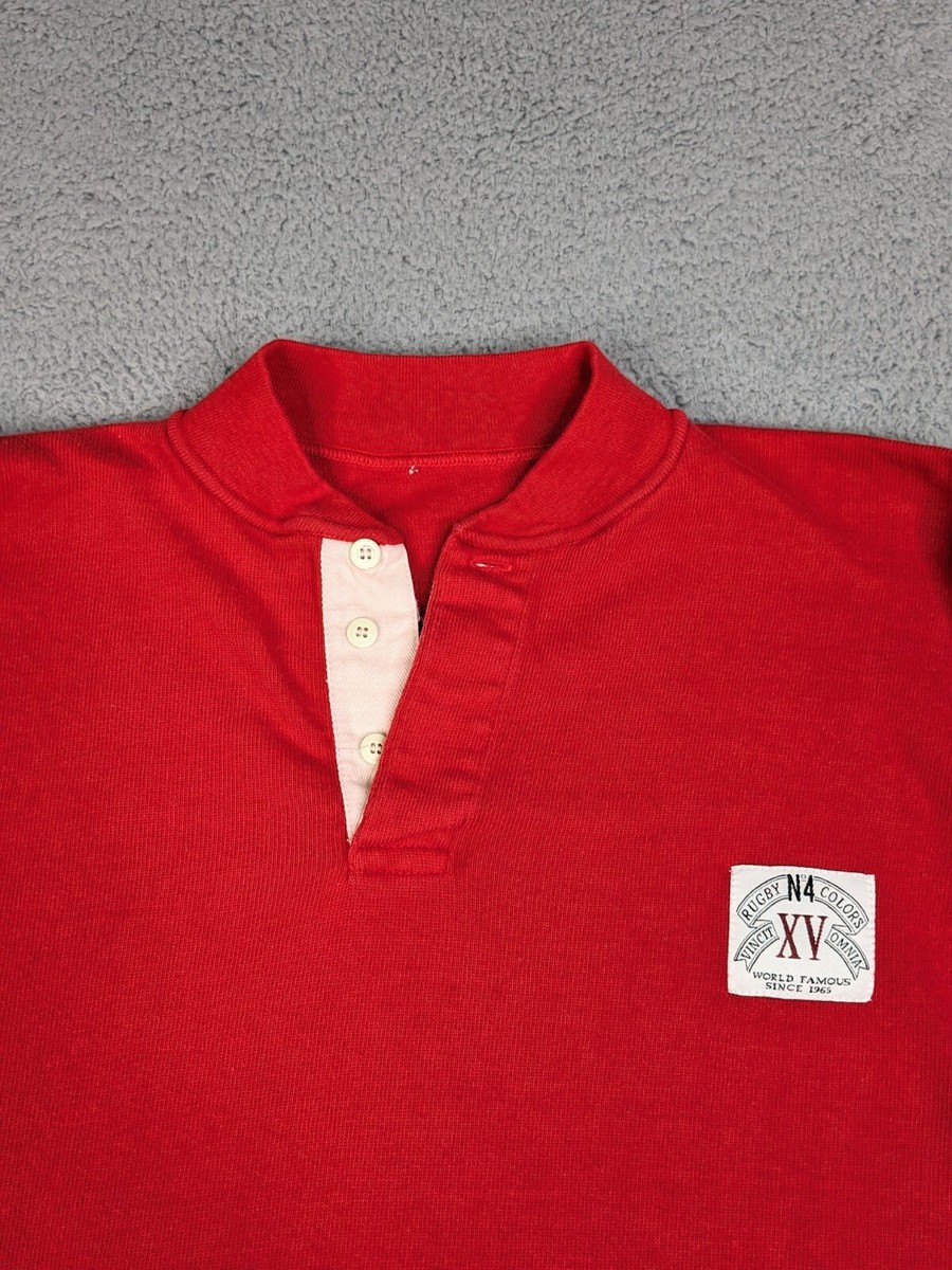 Vtg Benetton Rugby Shirt Men's XL Red United Colors Double Vtg Benetton Rugby Shirt Men's XL Red United Colors Double