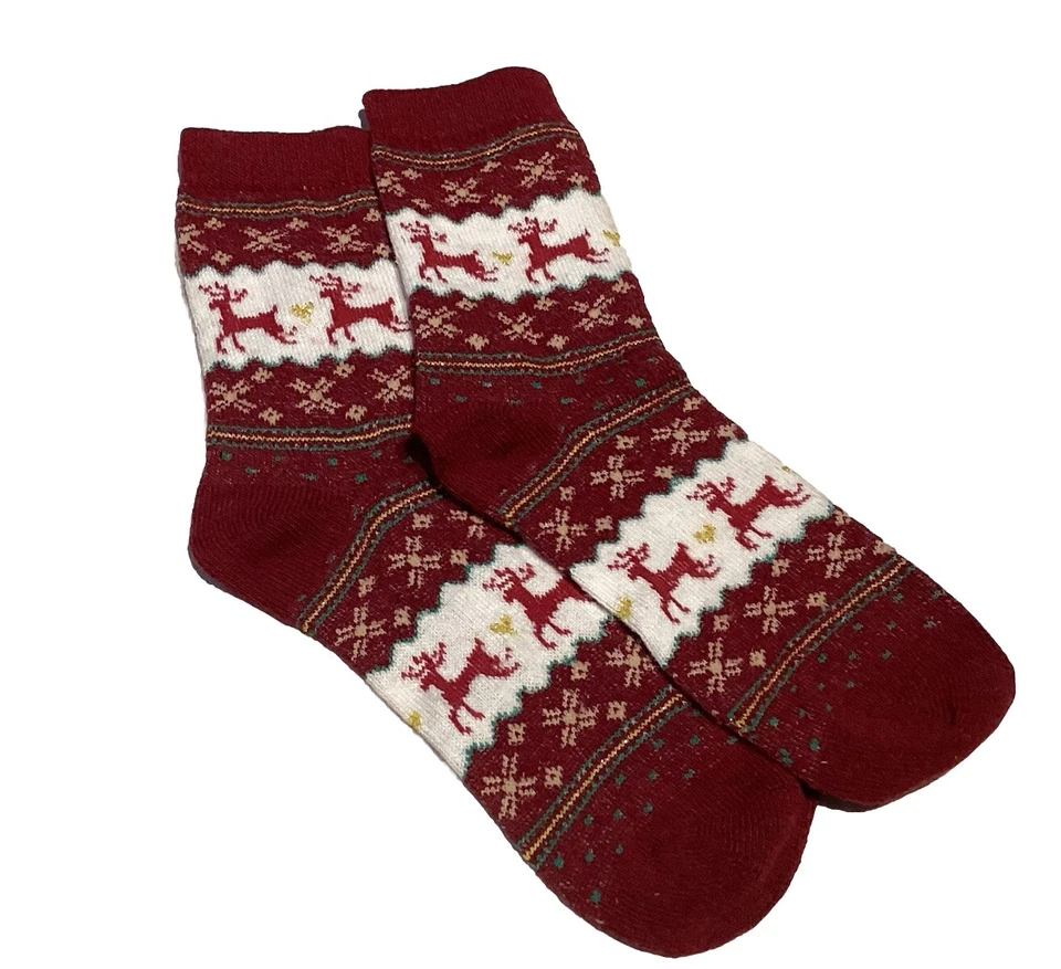 Mujeres Crew Cálido Térmico Lana Merino Reno Fair Isle Diseño Bota Calcetines holgados Foto 2 de 3