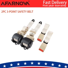 2x Retractable 3 Point Safety Seat Belt Straps Car Vehicle Adjustable Belt Kit
