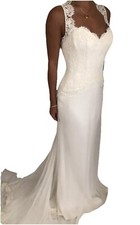 CAROLINE CASTIGLIANO Wedding Dress UK 8 Ivory Lace Bodice Fishtail Skirt