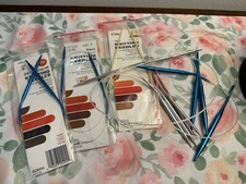 Lot of 8 Circular Knitting Needles Metal Plastic Various Sizes Preowned