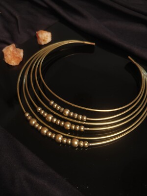 Spiral Flexible Tribal Brass Choker, Ethnic Brass Choker Necklace, Brass  Choker
