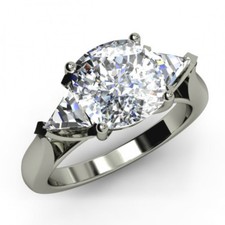 2ct Simulated Diamond Trillion SideStone Engagement Ring White Gold Plated