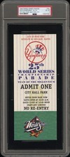 1999 NEW YORK YANKEES WORLD SERIES PARADE FULL TICKET 25TH CHAMPIONSHIP PSA 6 (1