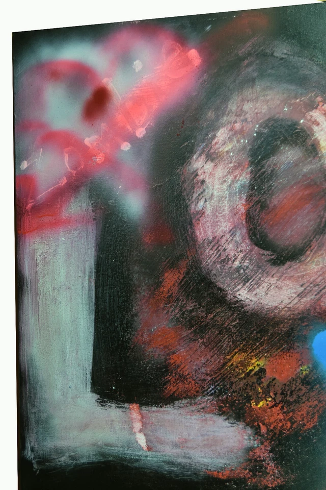 40" Abstract Oil Painting Canvas LOVE ME Psychedelic Zombie Graffiti Wall Art - Image 2 of 4