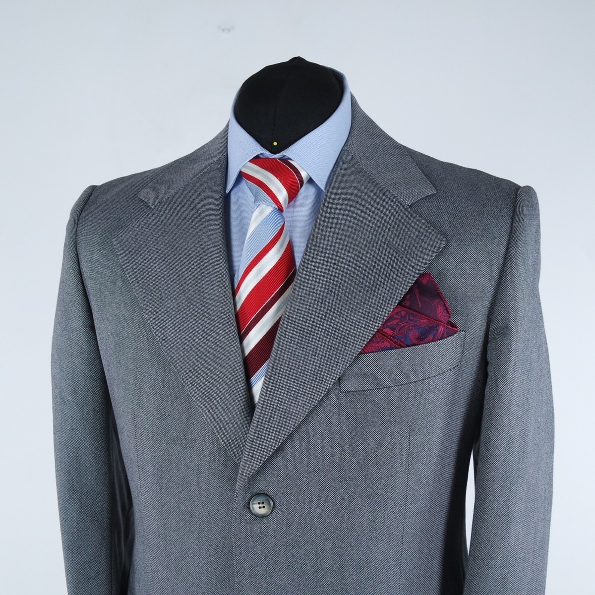 Mens Vintage Sport Coat 42L US Size HETTLAGE Grey Wool Blazer