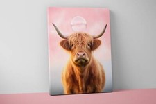 Highland Cow Canvas Wall Art - Rustic Living Room Decor