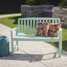 Outdoor Transitional Acacia Wood Slat Panel Bench