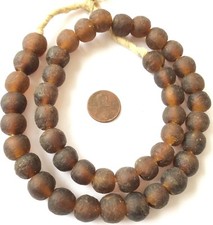 Handmade Ghana DK Amber multi Krobo recycled Glass African trade Beads-Ghana