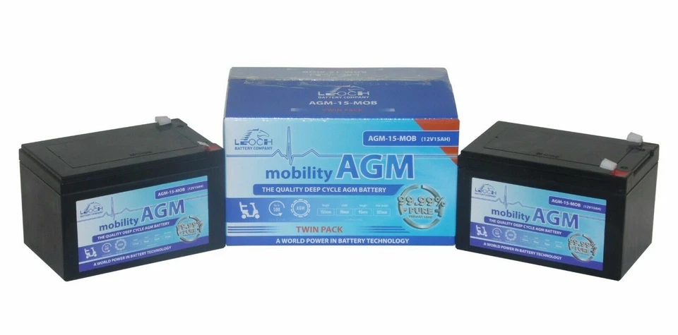 2x 12V 15Ah Leoch Mobility Scooter Batteries Replacing 109101-66709-14