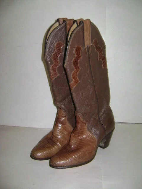 JUSTIN WOMEN GIRLS BOOTS SHOES Size 5.5 B M BROWN TAN WESTERN