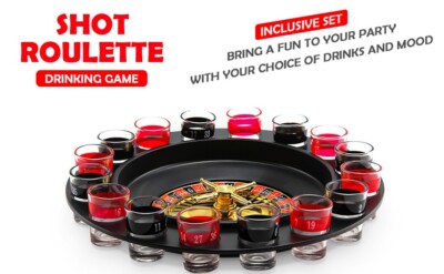 Casino Party Gläser Trinkspiel Spin & Shot Drink Roulette Rad Erwachsene 18+