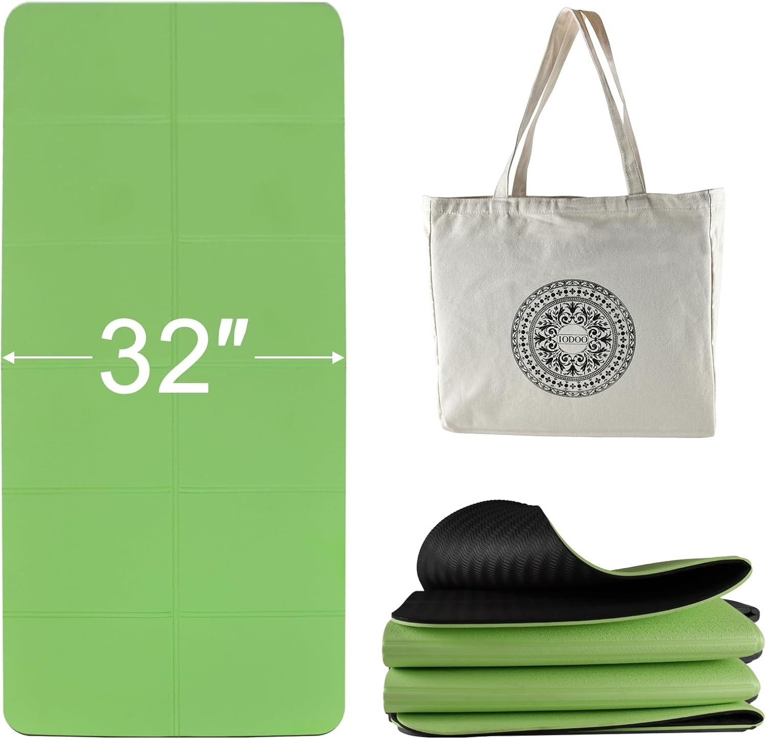 Extra Thick Wide Foldable Yoga Mat 72x32 Inches Non-Slip Portable