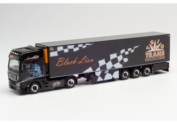 Herpa 312462 Man Tgx Xxl KüHlkoffer-Sattelzug Trio-Trans / Black Lion-image