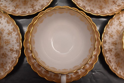 RARO set di 6 grandi tazze da tè e piattini Spode FLEUR DE LYS oro - Foto 10 di 19