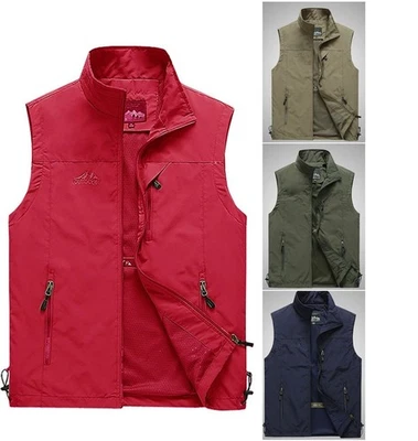 Herren Weste Mit Taschen Wandern Outdoor-Angeln Funktionale Weste Ärmellos DE - Bild 1 von 4