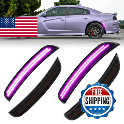 FetonAuto Pink Purple LED Side Marker Lights for Dodge Charger 2015 2016 2017 20