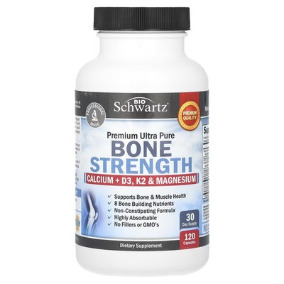 2 X BioSchwartz, Premium Ultra Pure Bone Strength, Calcium + D3, K2 & Magnesium,