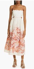 NWT Zimmermann Devi Scallop Midi Dress Cream Floral Size 10