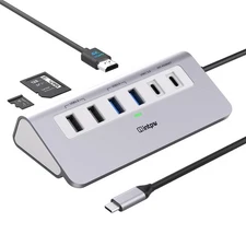 USB C Hub, 9-in-1 USB C Hub Multiport Adapter with 4K HDMI, PD 100W, Type-C a...