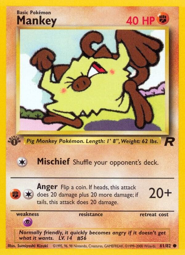 Mankey 1st Edition Common Team Rocket 61/82 NM