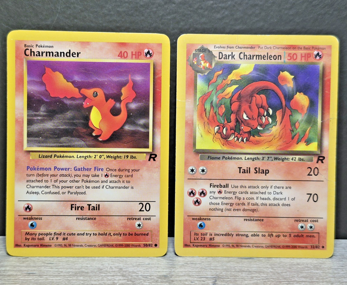 Pokemon Cards - Charmander 50/82 & Dark Charmeleon 32/82 Team Rocket Unlimited