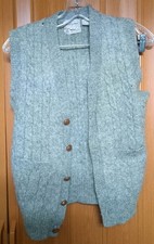 Ballymoor Shetland Vintage Wool Cable Knit Crewneck Vest Grey Medium
