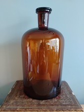 Large Amber Glass Apothecary Jar Pharmacy Bottle with Lid Stopper Medicine