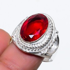 Red Garnet Gemstone 925 Sterling Silver Jewelry All Size Ring For Gift
