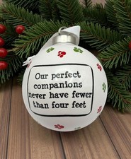 Pet Paw Print Christmas Ornament White Perfect Companions Cat Dog Lover
