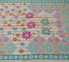 Sushila Vintage Cream Saree 100 Pure Cotton Printed Floral Soft Craft Fabric