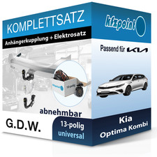 Für Kia Optima Kombi 16- G.D.W. Anhängerkupplung abnehmbar + 13polig E-Satz AHK