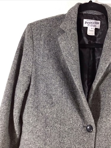 Vintage Pendleton Blazer Jacket Women's 12 Gray 100% Wool Made in USA - Picture 5 of 19