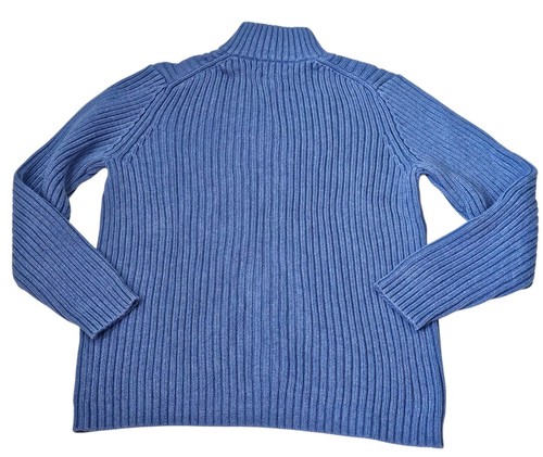 Suéter tejido con cable Lands' End vintage para mujer M 10-12 azul 1/4 cremallera cuello falso - Imagen 5 de 12