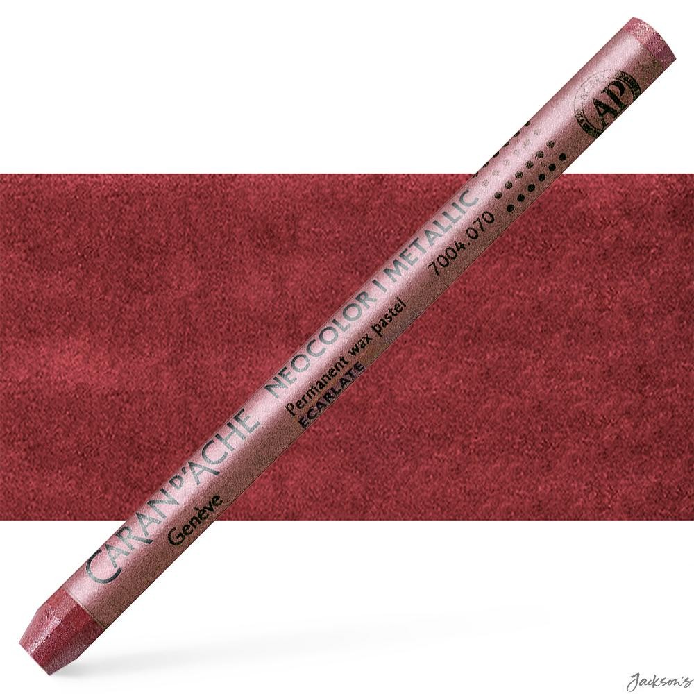 Caran d'Ache Neocolor I Wax Pastel Metallic Scarlet For Mixed Media Art