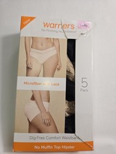 Warners Women  s 5-Pack No Pinching No Problems Lace Waistband Hipster Small B330
