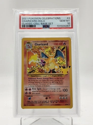 CHARIZARD 2021 POKEMON CELEBRATIONS CLASSIC COLL BASE SET HOLO #4 PSA 10 Q0895