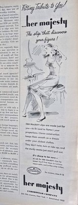 1947 Women's Her Majesty Slip Discovers your Figure Vintage Fashion Art Ad 