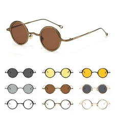 Retro Round Polarized Sunglasses Small Circle Metal Frame Hippie Shades Glasses