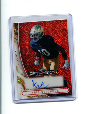 2026 Leaf Optichrome Football Red Shimmer Kris Mitchell Auto 1/4   Notre Dame
