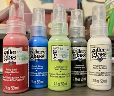 Plaid Gallery Glass Stained Glass Paint 2oz Lot of 5 Colors