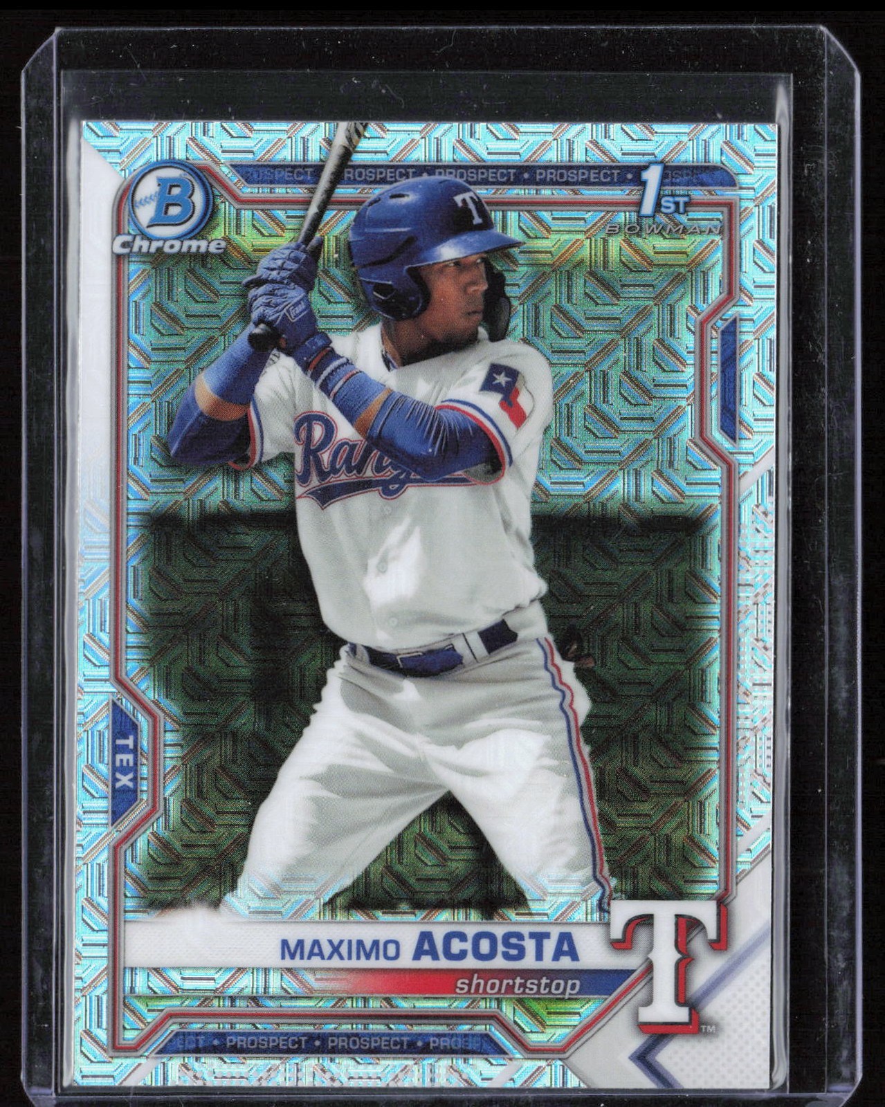 Maximo Acosta 2021 Bowman Chrome Prospects Mojo Refractor #BCP-7 Rangers