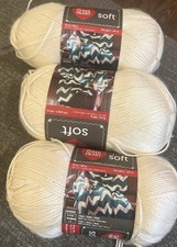 Red Heart Soft Off White Acrylic Knitting  Crochet Yarn 3pack, Off White 20