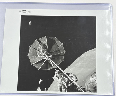 NASA Apollo 17 EVA Gene With Rover And Earth AS17-134-20473 Black Numbered Photo