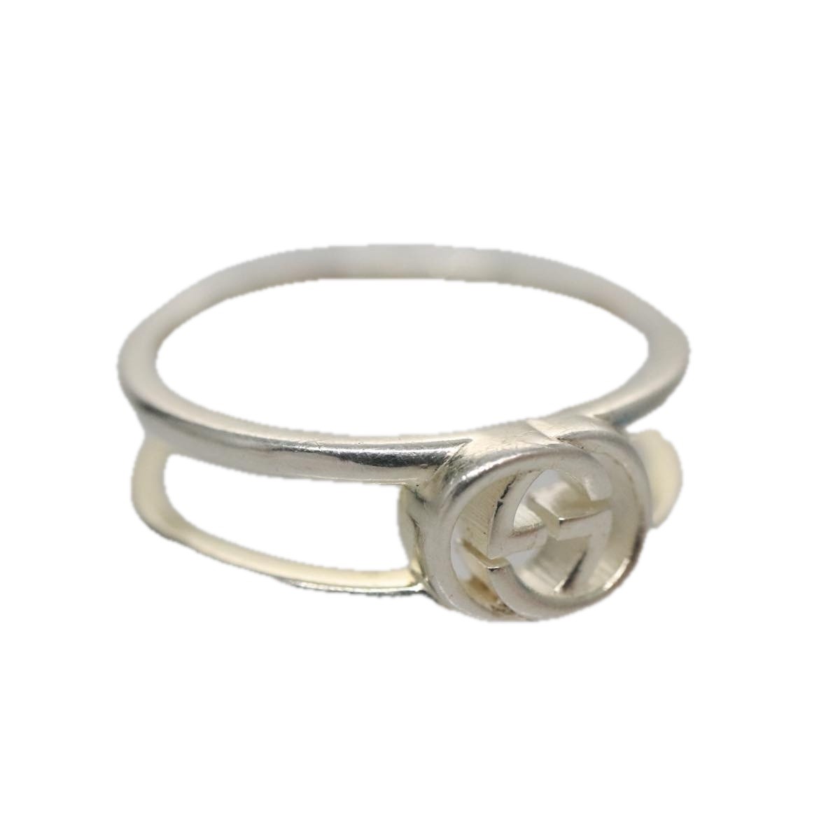 GUCCI Interlocking Ring metal Silver Auth am7444 - image 1