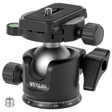 36mm Low Profile Ball Head, 33lb Load, Panoramic, 1/4 Arca QR Plate, Metal