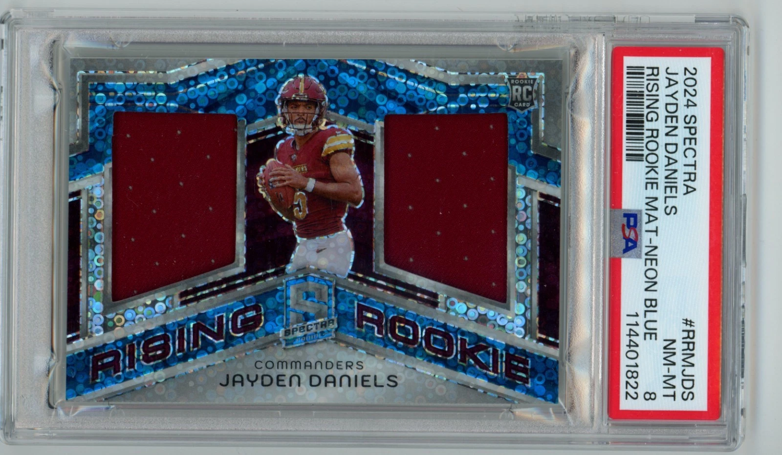 Jayden Daniels Panini Spectra Rising Rookie Materials #RRMJDS Neon Blue