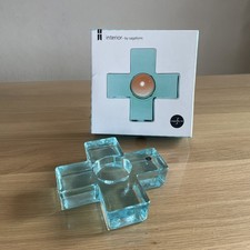 Sagaform Teelichthalter Kreuz - Blau Eisblau - Glas massiv - Kerzenständer
